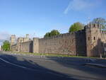 Cardiff, restaurierte r�mische Mauer des Cardiff Castle (27.04.2025)