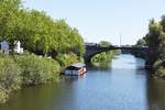 RHEINE (Kreis Steinfurt), 28.06.2019, Blick von der Nepomukbrcke auf die Brcke des Kardinal-Galen-Rings