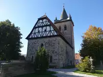 Gro�enritte, evangelische Kreuzkirche, erbaut im 16. Jahrhundert (09.10.2022)