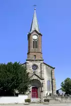 Obersaasheim im Oberelsa�, die Kirche St.Gallus, erbaut 1772-77, Juli 2021