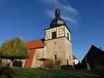 Gro�mehlra, evangelische St. Vitus Kirche, Chorturmkirche, Langhaus erbaut 1913 (13.11.2022)