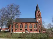 Ringleben, evangelische Kirche St. Bartholom�us, erbaut im 19. Jahrhundert (07.04.2023)