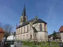 Etzelbach, neugotische evangelische Kirche, erbaut bis 1869 (22.04.2023)