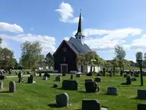 Kirkebygden, evangelischer Valer Kirche, erbaut von 1170 bis 1190, restauriert 1963 (21.05.2023)