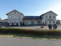 Kongsvinger, Bahnhofsgeb�ude in der Glommengata Stra�e, Fylke Innlandet (22.05.2023)