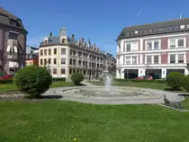 Hamar, Brunnen und H�user in der Parkgata Stra�e (22.05.2023)