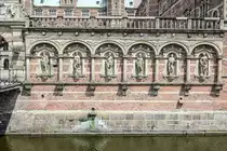 Detailaufnahme von Frederiksborg Slot in Hiller�d. Aufnahme: 24. Juni 2023.
