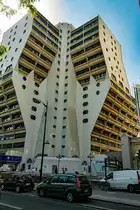 Orgues de Flandre - ein Wohnkomplex in Paris erbaut zwischen 1974 und 1980. Interessante Architektur f�r  einfache Wohnturme . Foto: Mai, 2023 Paris.