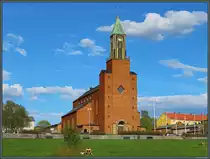 Die Stora Kyrkan (Gro�e Kirche) von �stersund wurde 1940 eingeweiht. (22.05.2023)