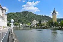 Bad Ems an der Lahn mit dem Wahrzeichen  Quellenturm . 11.06.2023