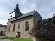 Teichr�da, evangelische Dorfkirche, Saalkirche erbaut 1505 (22.04.2023)