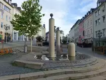 Plauen, Brunnen und Geb�ude am Klostermarkt (12.08.2023)