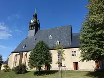 Gro�olbersdorf, evangelische Kirche, gotische Saalkirche, erbaut um 1400 (17.09.2023)