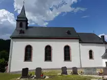 Heckenm�nster, kath. Pfarrkirche Hl. Kreuz, erbaut 1744 (23.06.2022)