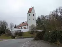 Wolkering, Pfarrkirche Maria Himmelfahrt, Saalbau mit eingezogenem Chor und westlichem Fassadenturm, erbaut 1746 (28.02.2017)