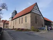 Gro�burschla, evangelische St. Bonifatius Kirche, erbaut von 1130 bis 1150 (17.03.2024)