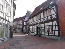 Osterode am Harz, Fachwerkh�user in der Marktstra�e (19.03.2024)