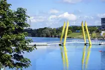 Die Ponte Cagrana �ber die neue Donau in Wien. Aufnahme: 20. Mai 2024.