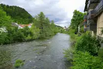 Waldkirch, Blick vom neuerrichteten J�nglingssteg �ber die Elz flu�aufw�rts, Mai 2024