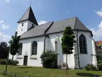 Pelkum, evangelische St. Jakobus Kirche, Chor 14. Jahrhundert, Langhaus erbaut von 1738 bis 1739 (07.06.2024)