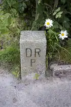 Grenzstein Nummer 246 an der deutsch-d�nischen Grenze. Das Foto ist in Rosenkranz auf der deutschen Seite der Grenze aufgenommen. DRP steht f�r �Deutsches Reich Preu�en�. Aufnahme: 3. August 2024.