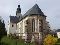Gnandstein, sp�tgotische evangelische Dorfkirche, erbaut 1518 (31.03.2024)
