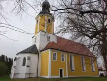 Regis-Breitingen, evangelische Lutherkirche,  romanische Chorturmkirche, erbaut im 12. Jahrhundert, barock �berformt (31.03.2024)