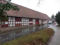 Schladen, Fachwerkscheune in der Stra�e am Weinberg (23.03.2024)