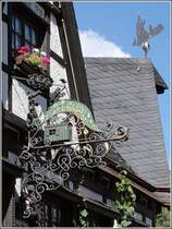 Schild des Gasthauses  Zum Sch�ferkarren  in Altenahr. 14.08.2008