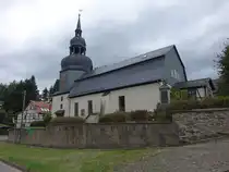Dietersdorf, evangelische Kirche zum Hl. Grab, Saalkirche von 1554, barockisiert im 18. Jahrhundert (27.09.2024)