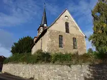 Ulzigerode, evangelische St. Peter und Paul Kirche, Westturm von 1850 (28.09.2024)