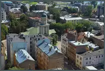Die Jesuskirche steht auf einem zentralen Platz im Stadtteil Lastādija, s�dlich der Altstadt von Riga. (29.08.2024)