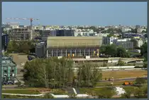 Der Sportpalast Vilnius wurde in den 1960er Jahren als Mehrzweckhalle an prominenter Stelle gegen�ber der Oberen Burg im Stadtzentrum von Vilnius erbaut. Aktuell steht die Halle leer. (03.09.2024)