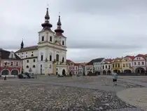 Kadaň / Kaaden, Dekanalkirche Erhebung des Heiligen Kreuzes am Platz des Friedens, erbaut ab 1654 (07.07.2019)