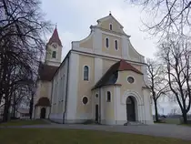 Dettingen an der Iller, Pfarrkirche Maria Himmelfahrt, erbaut von 1912 bis 1913 im Stil der Neorenaissance, Architekt Ulrich Pohlhammer (22.01.2025)