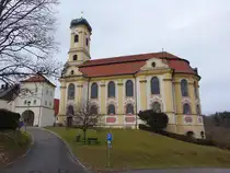 Maria Steinbach, Wallfahrtskirche zur Schmerzhaften Muttergottes und St. Ulrich, erbaut von 1749 bis 1755 durch Benedikt Stadelhofer (22.01.2025)