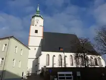 Wurzen, evangeliscje Stadtkirche St. Wenceslai, dreischiffige Hallenkirche, erbaut von 1663 bis 1673 (15.12.2024)