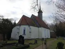Lausa, evangelische Kirche, sp�tgotische Saalkirche, erbaut im 15. Jahrhundert (17.12.2024)