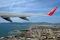 Start vom Flughafen Aeroport de Palma–Son Sant Joan (PMI) �stlich an der Haupstadt Palma vorbei 24.09.2017