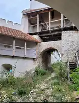 Viel zu tun gibt es noch auf der Bauernburg (Cetatea) in R�șnov (RO): Seit 2020 wird deren Innenanlage restauriert, doch die Arbeiten kommen kaum voran. Schade um dieses sch�ne Fleckchen Erde – Touristen w�rden es dankend annehmen.
Das Foto wurde durch das Eingangstor aufgenommen.

🕓 15.9.2024 | 15:56 Uhr