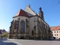 Dippoldiswalde, evangelische St. Marien Kirche, erbaut im 13. Jahrhundert, sp�tgotische Hallenkirche (28.03.2025)