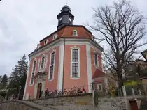Loschwitz, barocke evangelische Kirche, erbaut im 18. Jahrhundert (30.03.2025)