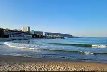 Schwarzes Meer und Hotel-Blocks am abendlichen Goldstrand / Златни пясъци (BG).

🕓 23.9.2024 | 17:56 Uhr