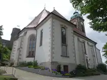 Stolpen, evangelische Stadtkirche, erbaut 1470, barocker Neubau 1727 (05.06.2025)