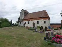 L�bars, evangelische Kirche, kleiner sp�tgotischer Backsteinbau, verputzt 1883 (06.07.2025)