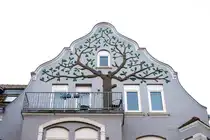 Deutsche Eiche im ehemaligen �Hotel Germania� in der Helgolandsgade 39 in S�nderborg (deutsch Sonderburg) in Nordschleswig. Das Geb�ude wurde 1906 errichtet. Aufnahme: 31. Oktober 2025.