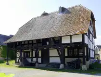 Ungersheim, ECO-Museum, Wohnhaus von 1574 aus dem Sundgau, 1982 abgebaut und anschlie�end im Museum errichtet, Mai 2025
