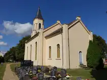W�lknitz, evangelische Kirche, Saalkirche mit eingezogenem Chor und Westturm, erbaut 1860 (06.09.2025)