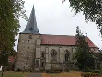 Wartjenstedt, evangelische Kirche, Kirchturm 15. Jahrhundert, Langhaus erbaut von 1870 bis 1871 durch Conrad Wilhelm Hase (13.09.2025)