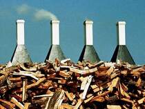 Wer Fische r�uchern will, braucht ordentlich Holz vor der H�tte - Fischr�ucherei in Svaneke (Aug. 1997).